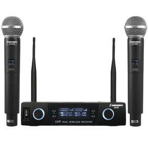 Microfone Sem Fio Duplo de Mao UHF SD38 MM - Soundrix